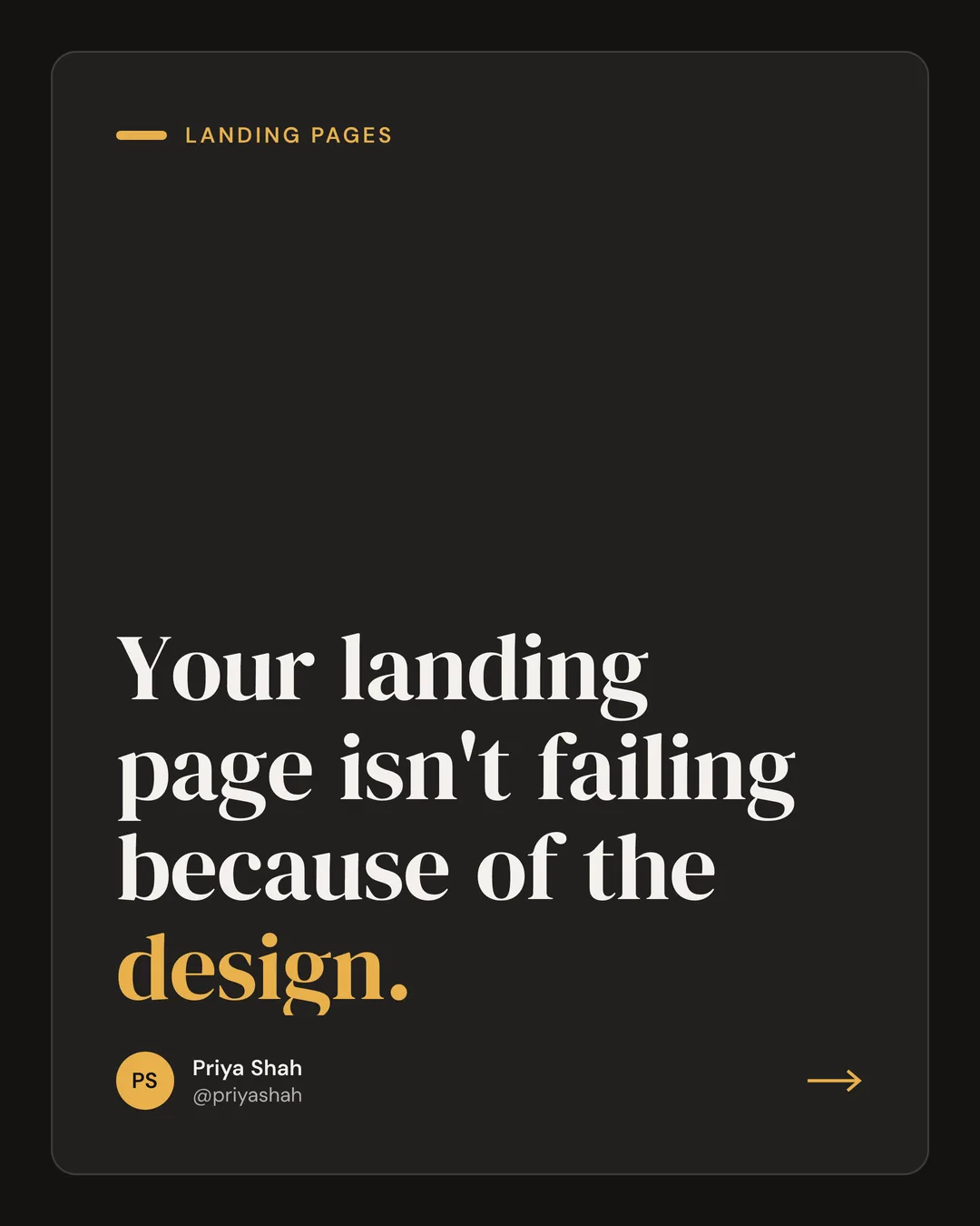 The same carousel as Priya Shah's brand: Minimal Card · DM Serif + DM Sans, slide 1