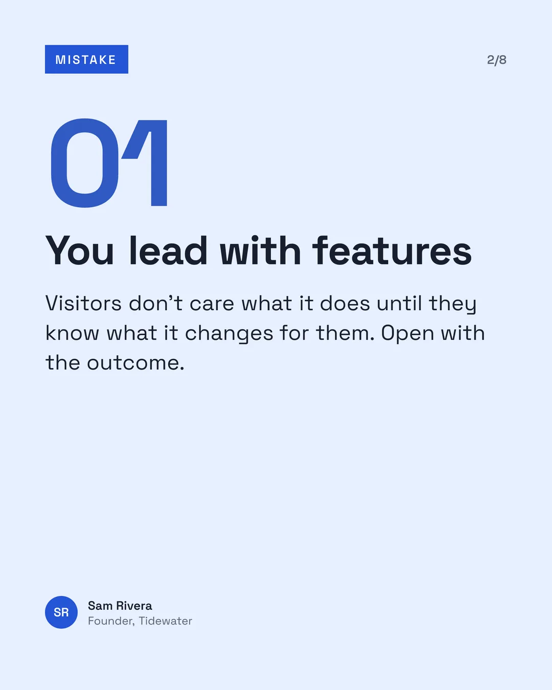 The same carousel as Sam Rivera's brand: Bold Block · Space Grotesk, slide 2